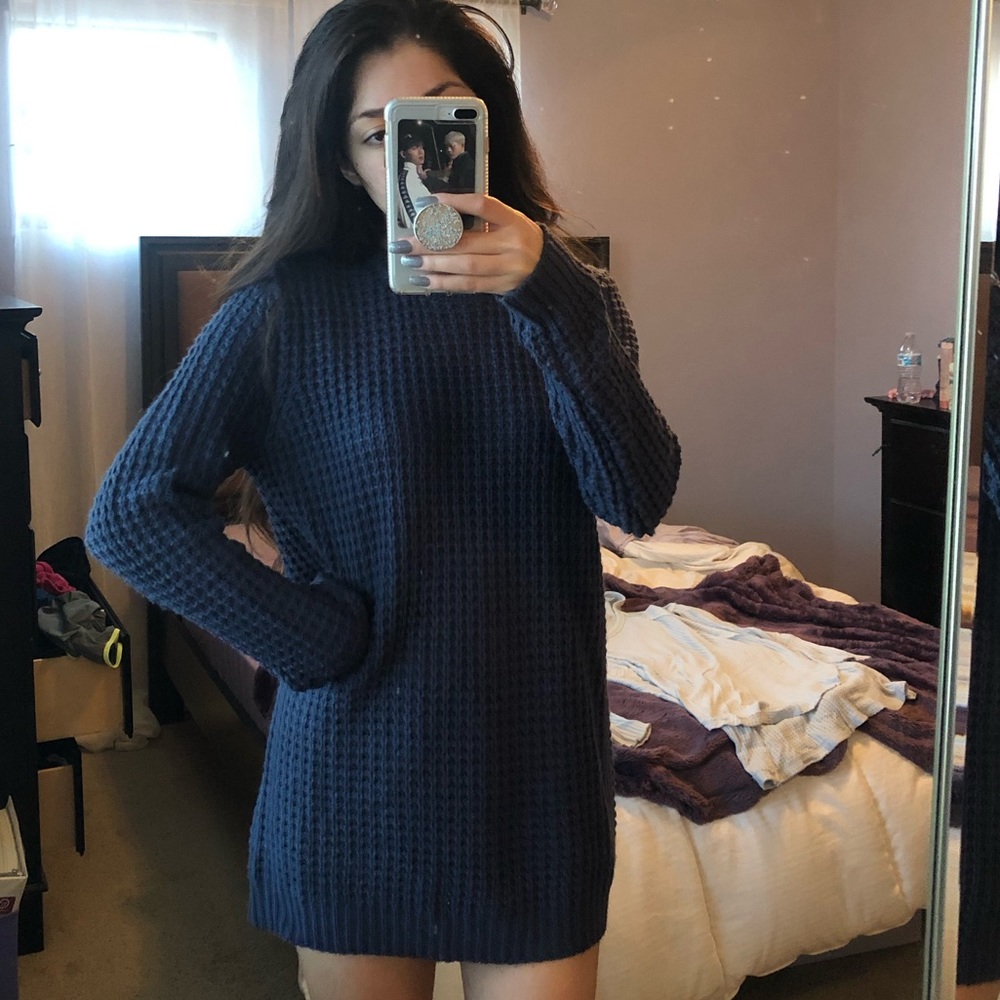 Blue knitted sweater